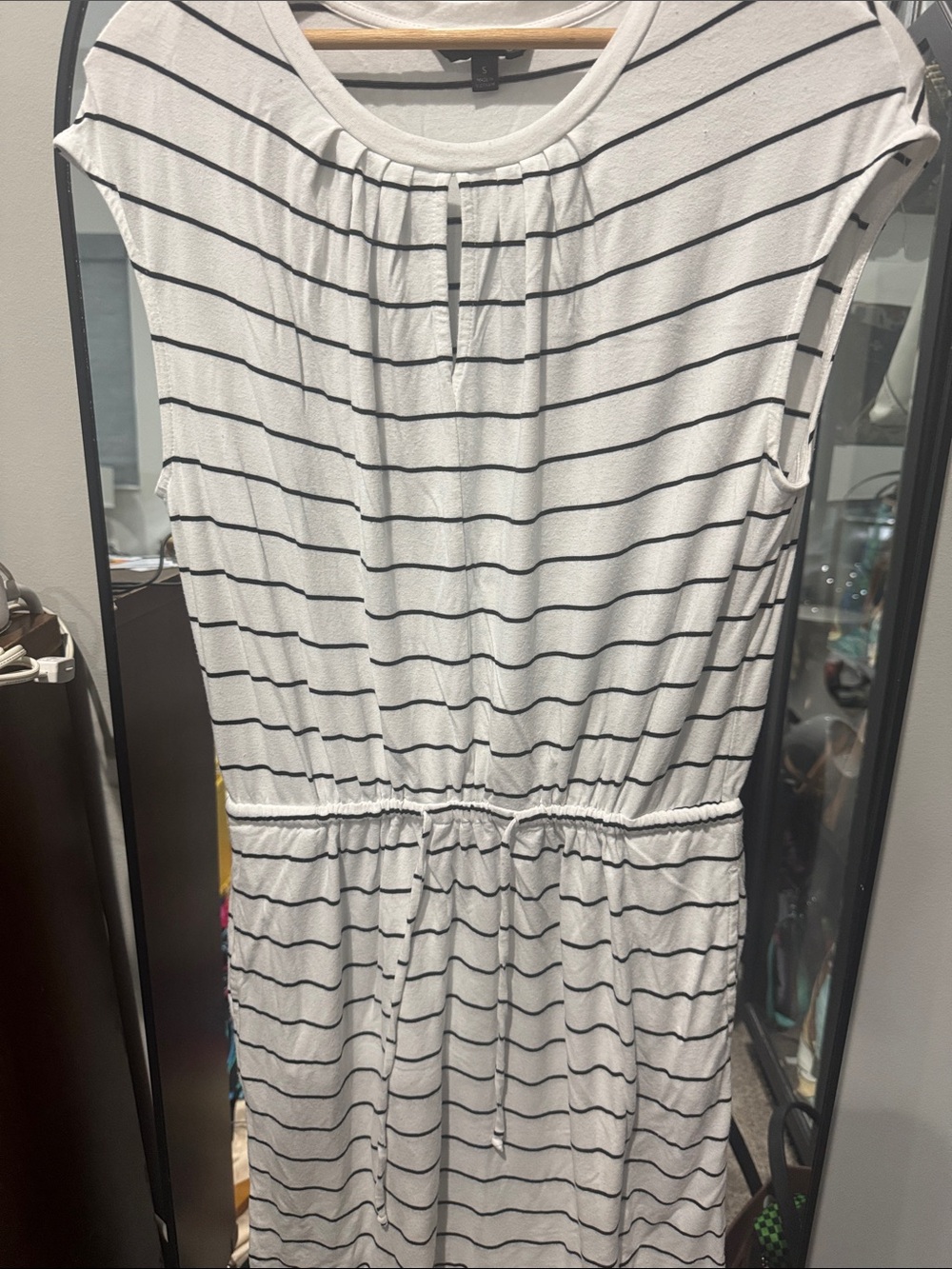 Banana Republic White Dress with Black Stripes